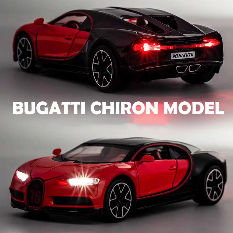 Bugatti Chiron Supersport Simulace Odlévaná a Hračková Vozidla Zvuky a Světlo Natahovací Auto 1:32 Dárky z modelů ze slitin pro děti