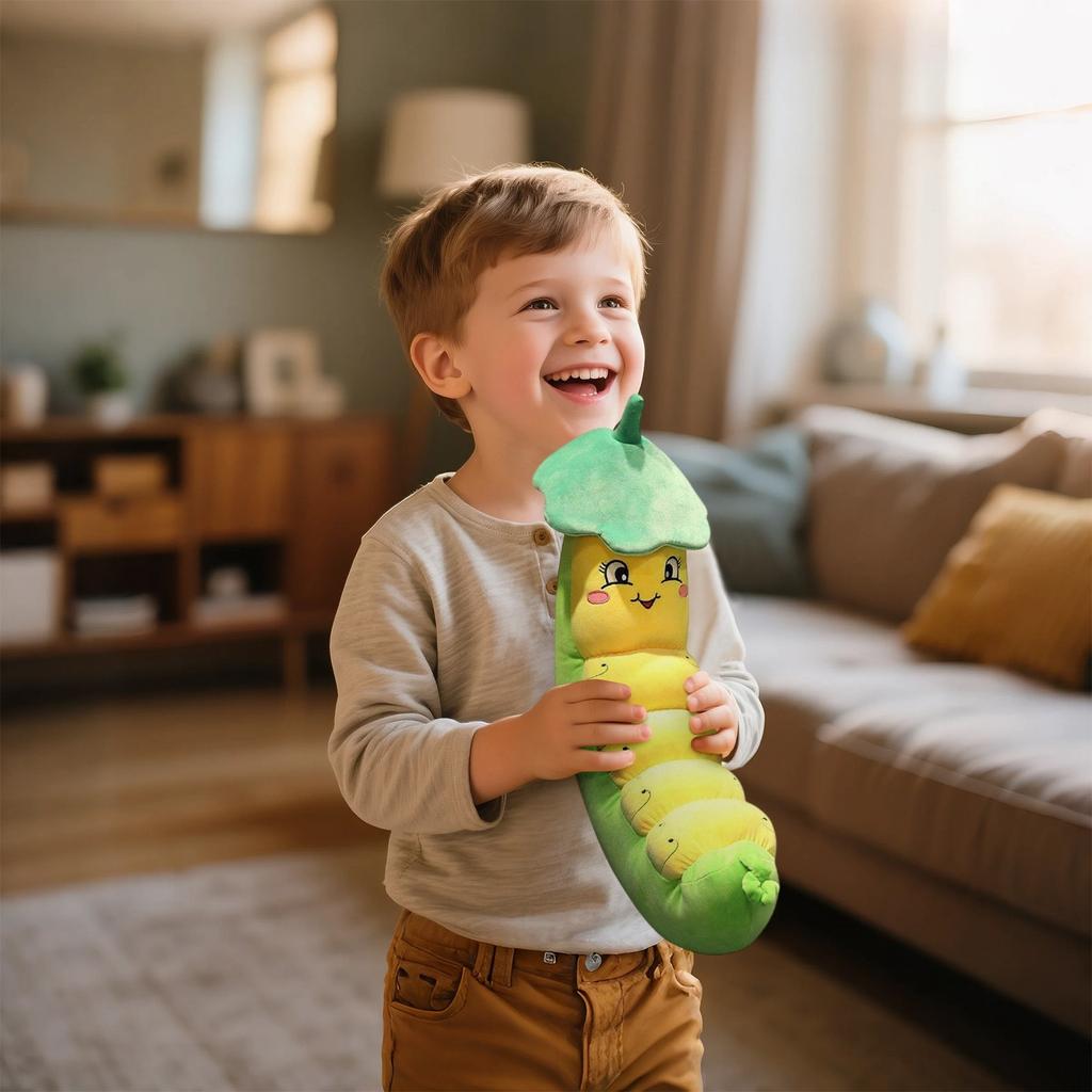 Caterpillar Silkworm Baby Plush Toys, Throw Pillows, Cushions, Leaf Worm Dolls, Cloth Doll Gifts