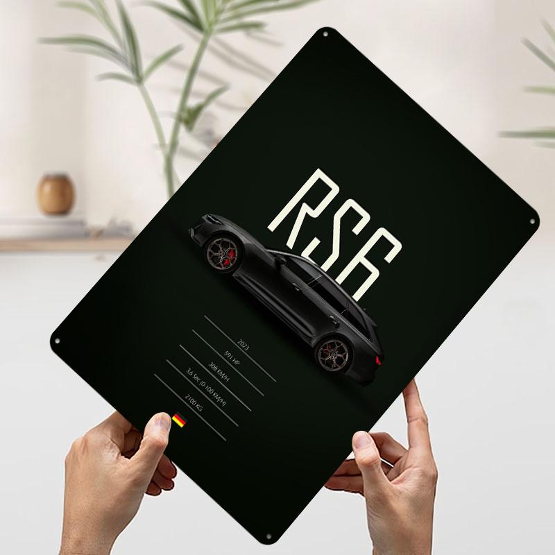 2023 Sports Car RS6 Poster Customized Wall Art Vintage Metal Signs Retro Tin Plaque for Man Cave Home Decorations Bathroom Decor