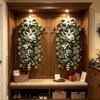 Red Berry Holly Artificial Poinsettia Garland Realistic Poinsettia Pine Wreath  Front Door Decor