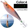 1-10PCS Glowing Horizontal Squid Trolling Lure 11CM/13.4G Luminous Squid Jigging Eging Wood Shrimp Hooks Floating Squid Lure