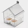 Pull-Out External Parrot Feeder Window Mounted Birds House with Two Food Slots Transparent Parrot House with Water Catcher Tray