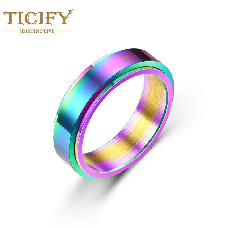 

Вращающееся динамическое кольцо из титановой стали, женское минималистское кольцо, кольцо 7 разноцветный