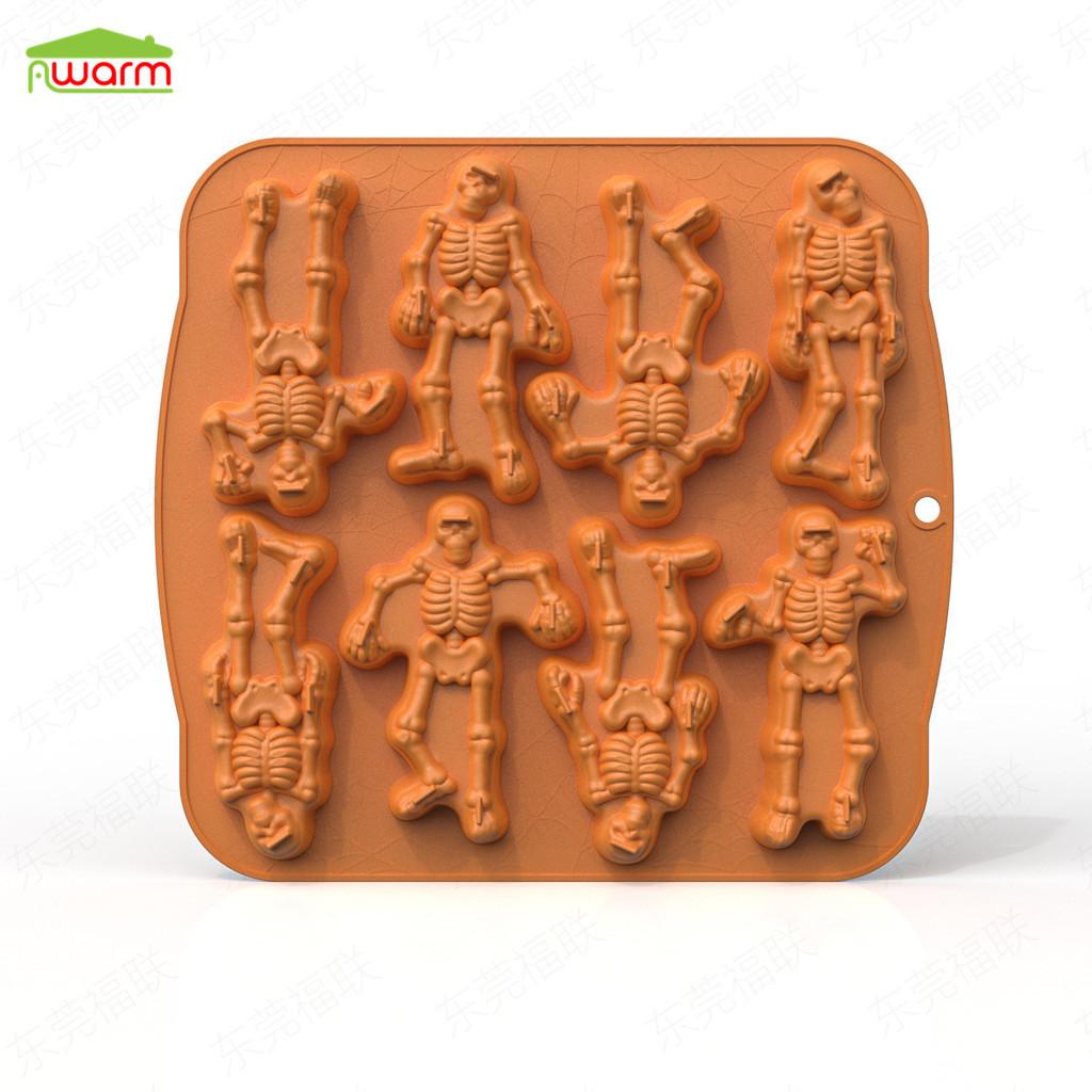 Halloween Skull Silicone Mold With Large Skeleton Shapes For Themed Cake Decoration