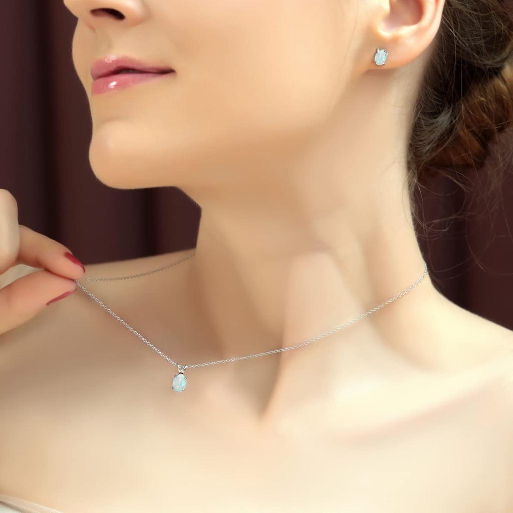 Böhmen Oval Weiß Blau Imitation Opal Anhänger Halskette Für Frauen Mädchen Party Glamour Schmuck, Verlobung, Hochzeit Band Zubehör