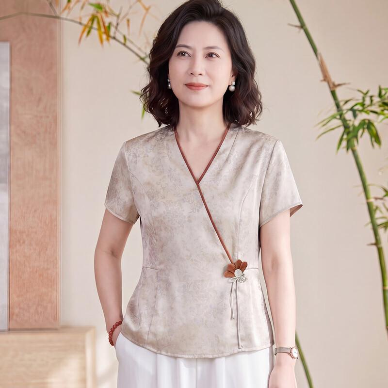 Yuzhaolin New Chinese Style Jacquard Short-Sleeve Blouse 3XL