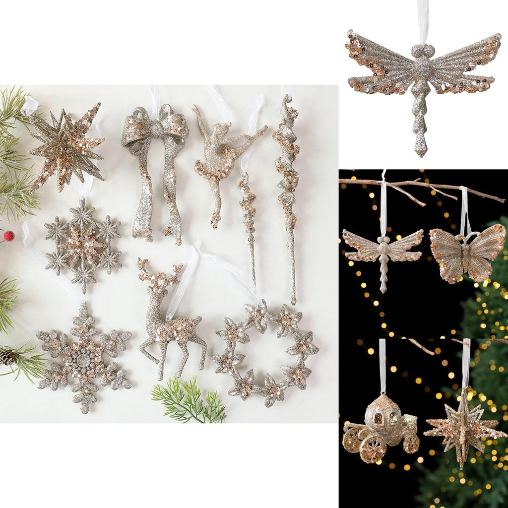 Christmas Scene Decor With Pc Snowflake And Reindeer Ornaments For Holiday Party