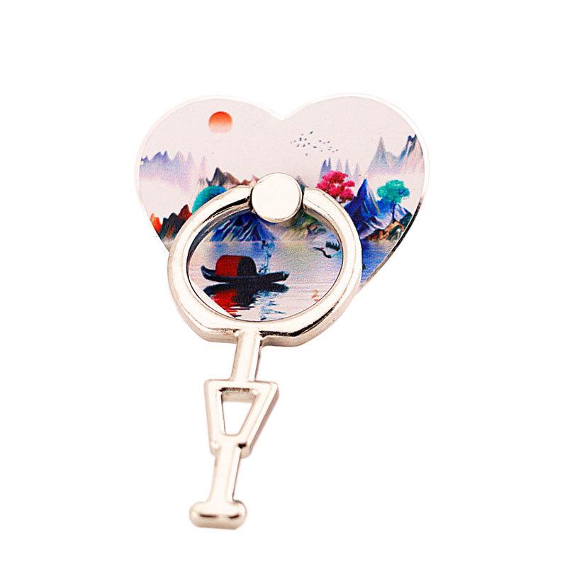 

Heart-Shaped Colorful Phone Holder with Metal Vertical Screen Ring for Women