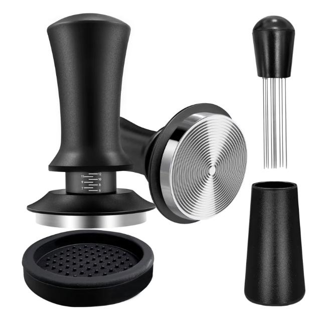 Custom Logo 51 53 58mm Espresso Elastic Force Coffee Tamper Calibrated Coffee Tamper Tool with Spring Loaded Hand Tamper