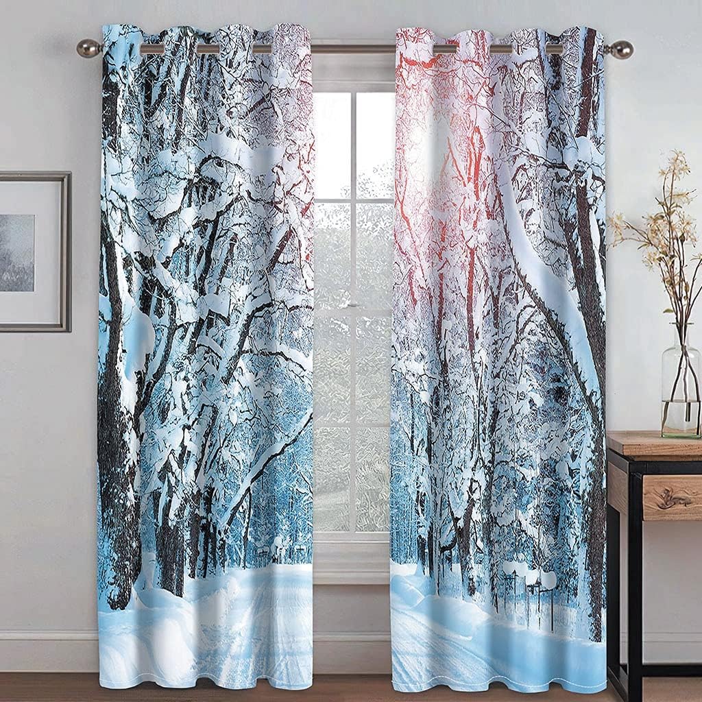 Christmas Curtains Winter Holiday Santa Claus Window Treatments Living Room Kids Xmas Home Drapes Darkening Made Of Polyester Great Treatment