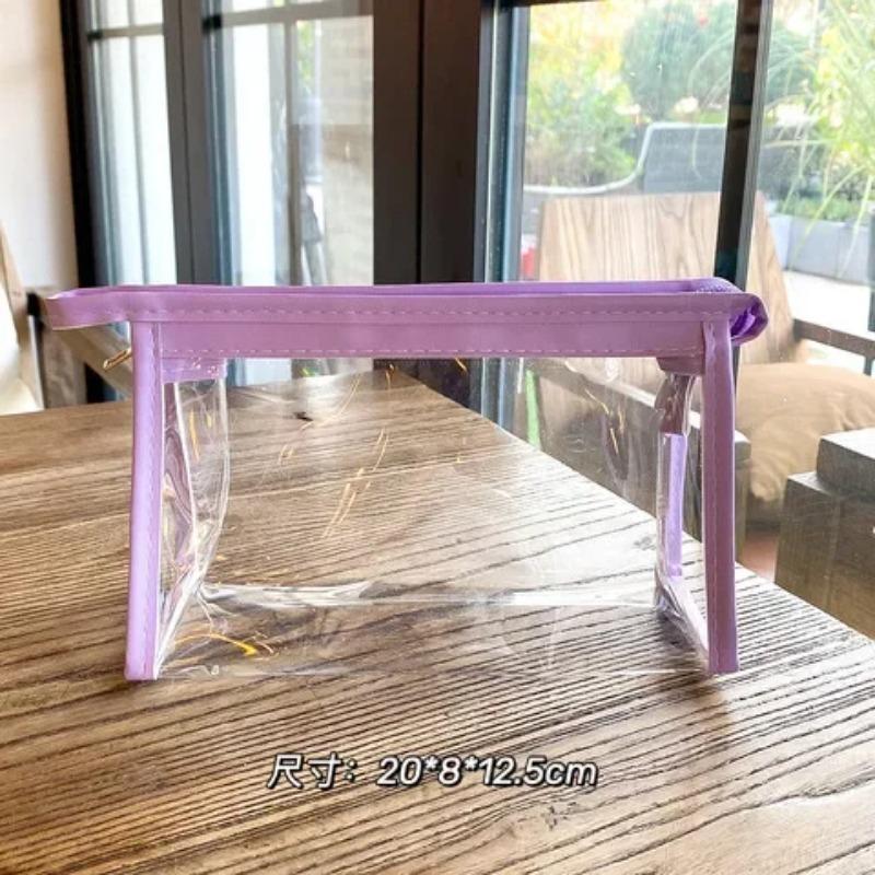 PVC Transparent Cosmetic Bag Kawaii Waterproof Pencil Bags for Students Stationery School Supplies Portable Pencil Pouch Cases