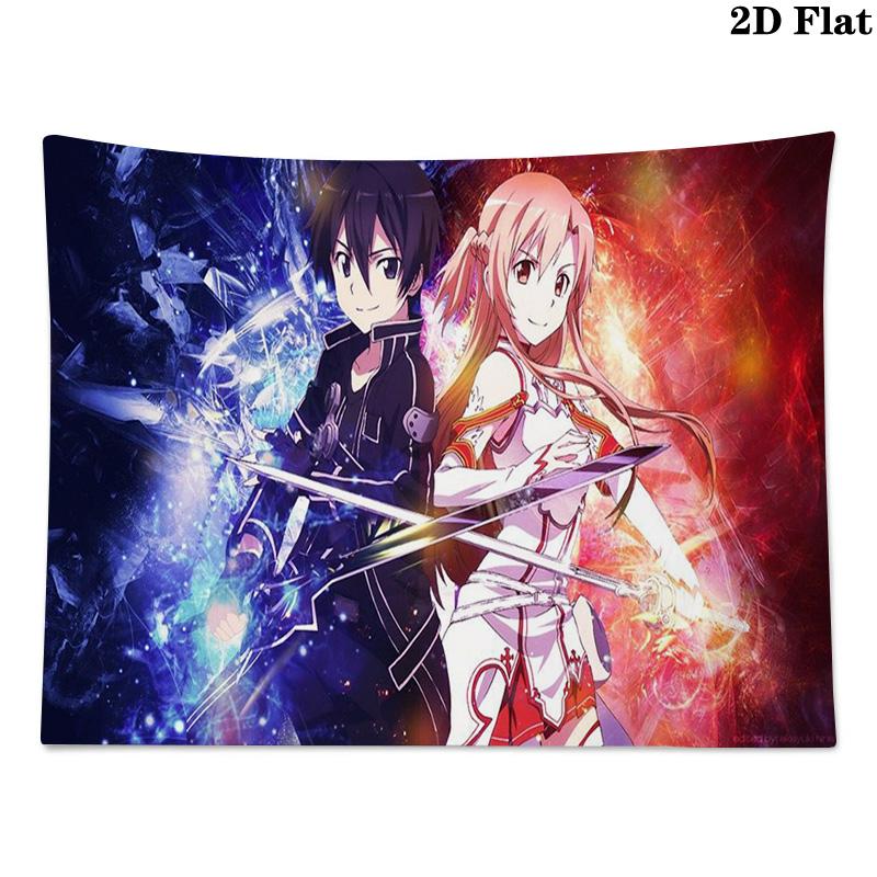 Sword Art Online Wall Tapestry Aesthetic Wall Hanging Printed Fabric Blanket Decorative Tapestries for Bedroom Living Room Home Decor
