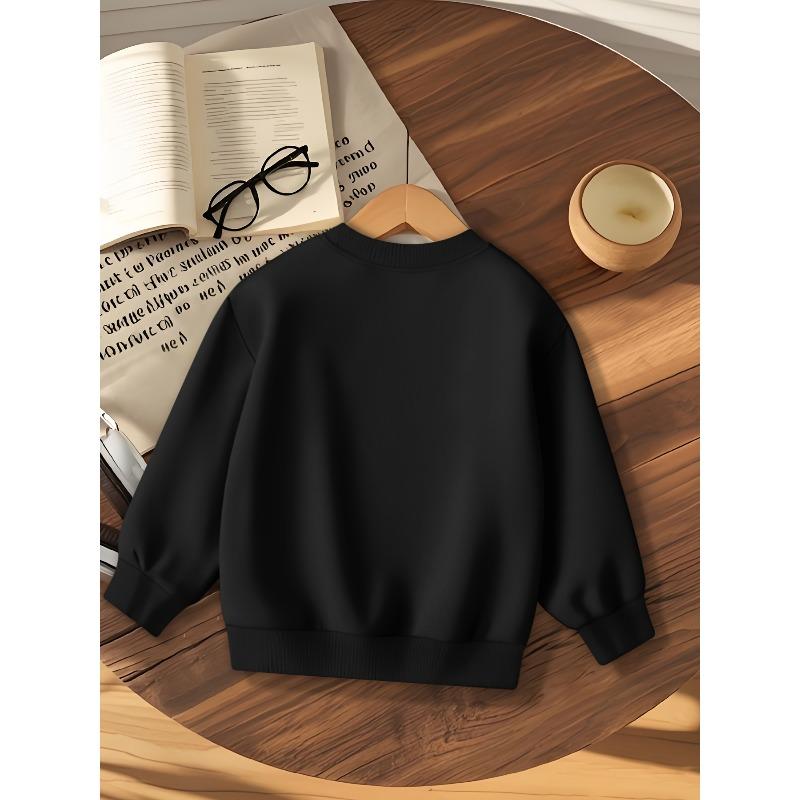 European sizes Kids' Daily Casual Sweatshirt, Simple Letter Print Style, Comfortable Crew Neck Sweatshirt, Preferred Apparel for Kids for Daily Wear