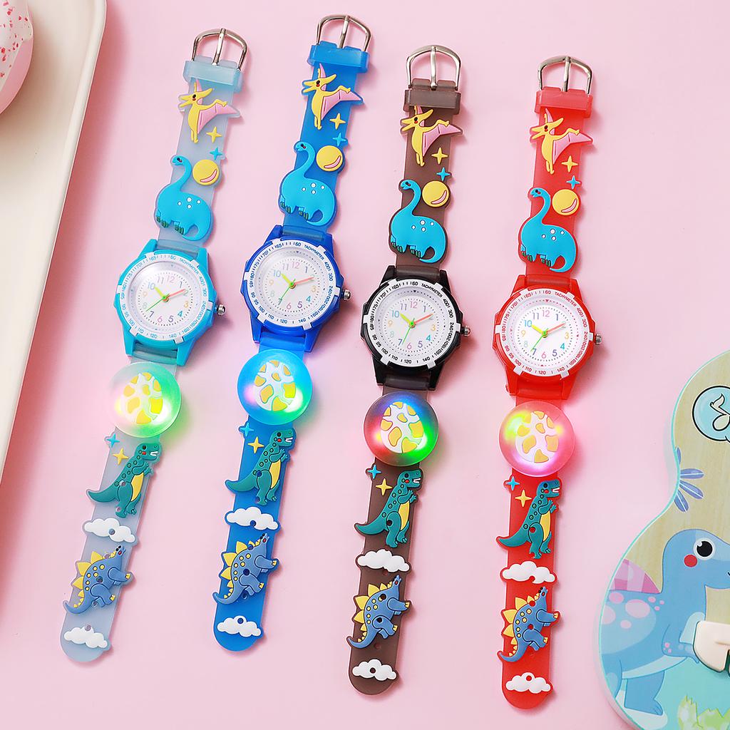 Creative Cartoon Dinosaur Egg Luminous Watch Color Pointer Scale Quartz Watch, Suitable for Christmas Halloween Gifts