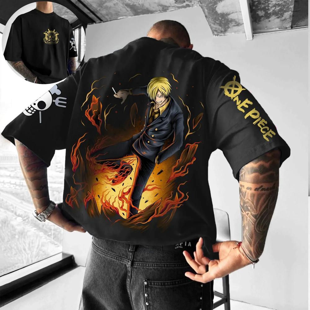 One Piece Nami Weather Witch Zeus Thunderbolt Oversized T-Shirt Anime Streetwear for Men Women Casual Tees