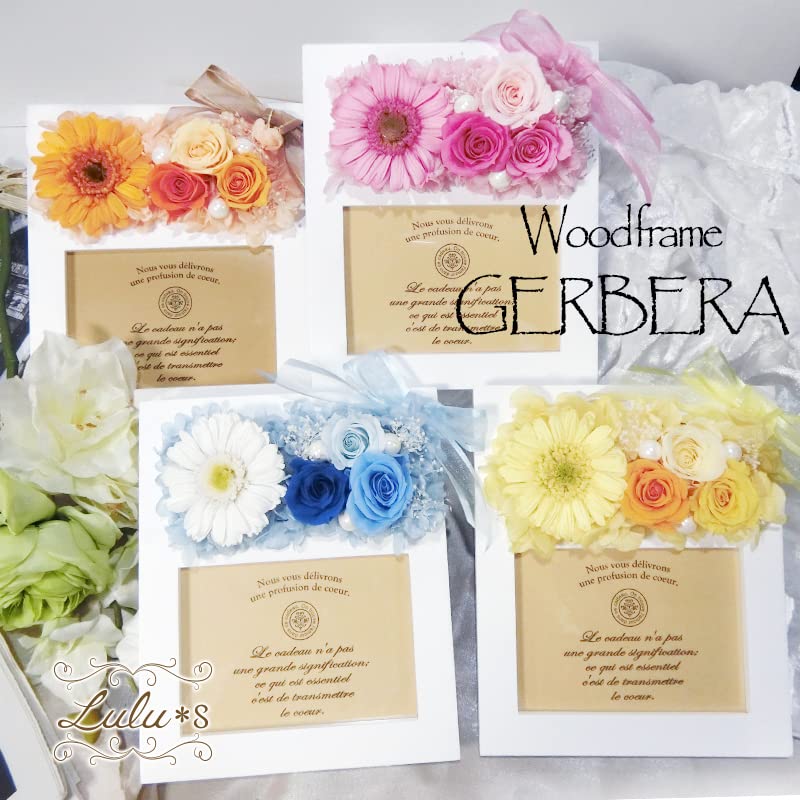 Gerbera Photo Frame Preserved Flower Photo Frame Wood Frame Photo L 89 X 127mm Frame Width 16cm Length 6cm Height 19cm Gerbera Orange Lulu's Lulu's