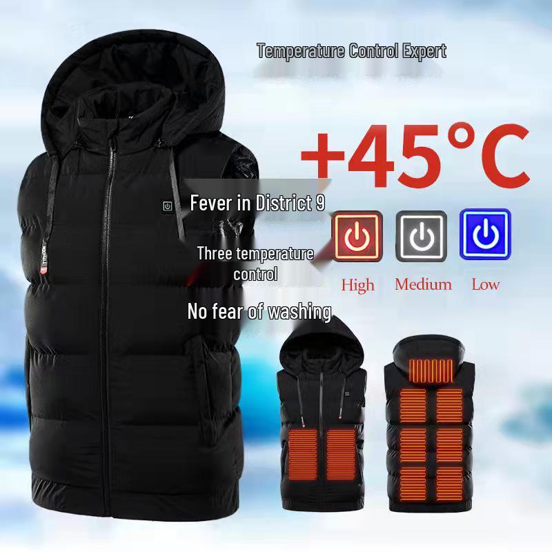 Plus-Size Intelligent Temperature Control Heating Vest with Nine Heating Zones