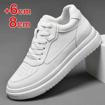 Fashionable Casual Height Increasing Sneakers for Men, Increased Height by 6-8 Cm Inside Men's White Black Plus Size 36-46