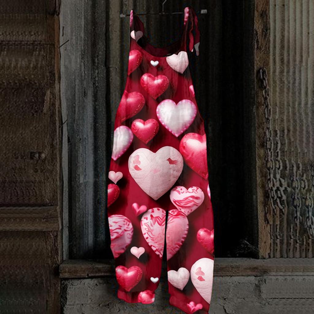 Kombinezon damski Nadruk Casualowy Luźny Vintage Ramiączka Bawełna Len