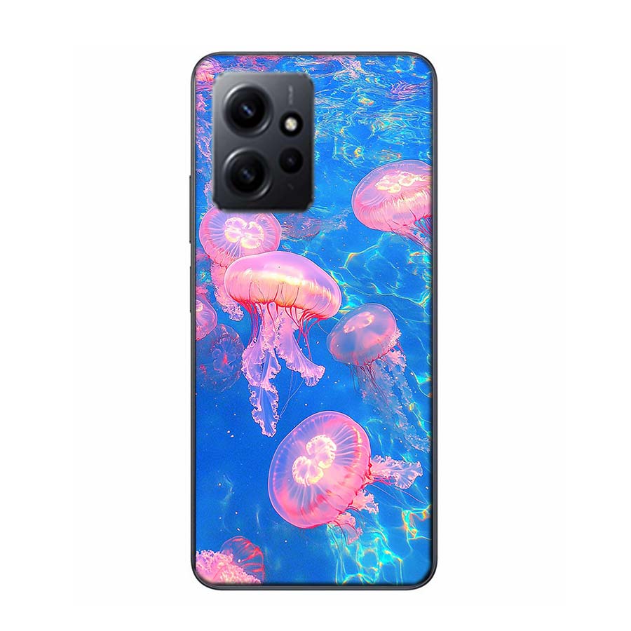 Enchanting Neon Jellyfish Phone Case For Redmi 12 13C 12C 15C 9 10 10C Note 13 Pro Plus 14 15 Pro 9T 9C 9A TPU Soft Cover Clear