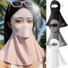 Women Sun Protection Face Mask with Drinking Hole Ice Silk Cooling UV Block Neck Cover for Cycling Outdoor Summer Accessories