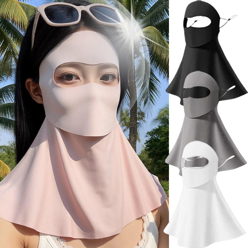 Women Sun Protection Face Mask with Drinking Hole Ice Silk Cooling UV Block Neck Cover for Cycling Outdoor Summer Accessories