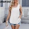 Women's Fashion Casual Solid Color Print Sleeveless O Neck Blouses & Shirts