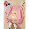 European sizes Adorable Crewneck Sweatshirt for Kids Featuring a Bear with a Blush And a Wink,Soft And Comfy Sportswear