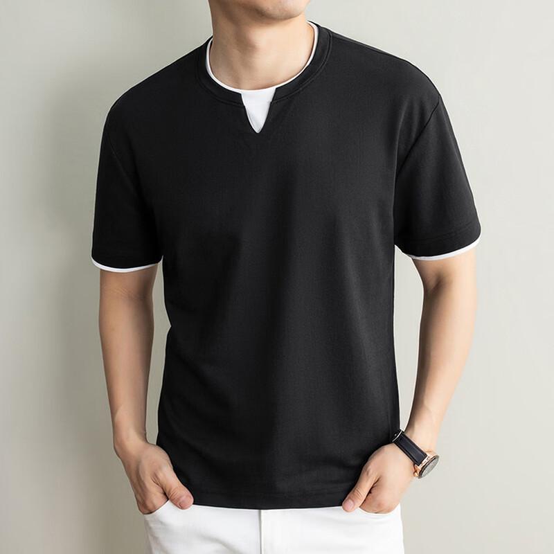 

ROMON Men s Solid Color Short Sleeve T-Shirt L