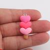 5pcs/lot Cartoon Cute Heart Lollipop Charms Pendant Resin Gradient Color Three Love Heart for DIY Jelewelry Making Accessories
