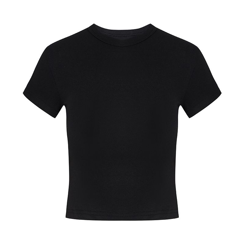 Basic Style Silm Pullover Tops round Neck Short Sleeve T-shirt