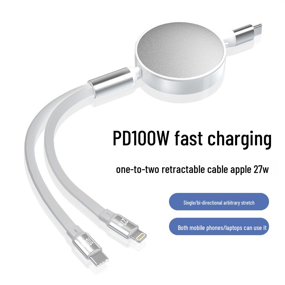 100W/27W PD Fast Charging Retractable Cable for Apple & Huawei Laptops