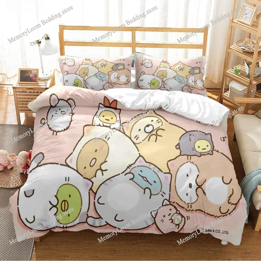 Cartoon Sumikko Gurashi Anime Niedliche Bettbezug Lustiges Kawaii Bettwäsche-Set Weicher Bettdeckenbezug und Kissenbezug Einzel_Doppel_Queen_King