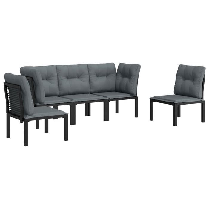 VidaXL Salon de Jardin 5 pcs, Ensemble de Meubles de Terrasse, Mobilier d'Extérieur, Chaise de Patio, Moderne, Noir et Gris 3187736