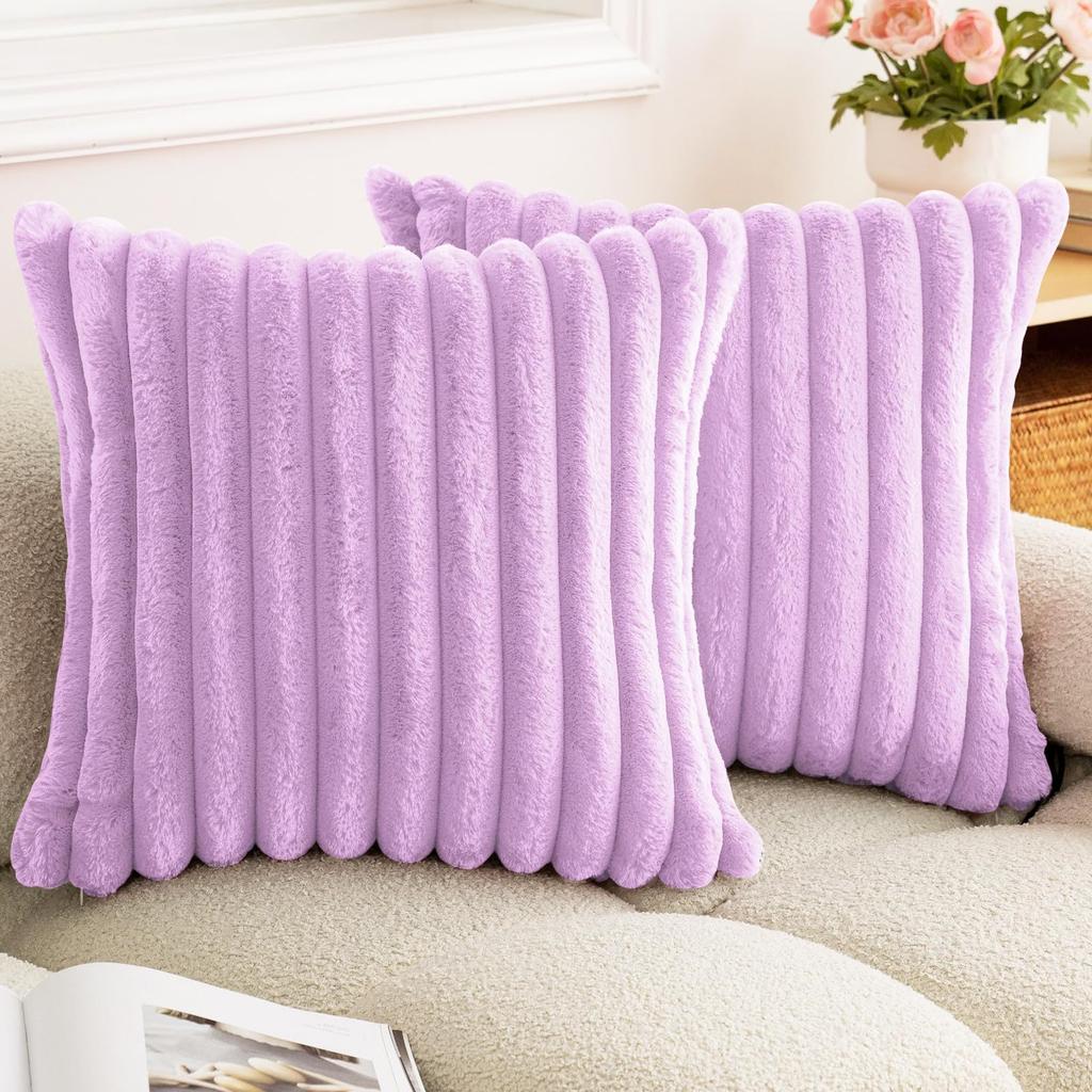 New Faux Rabbit Fur Square Cushion Cover Big Thick Striped Super Soft Solid Color Pillow Cover Sofa Decor Cushion Covers 2026