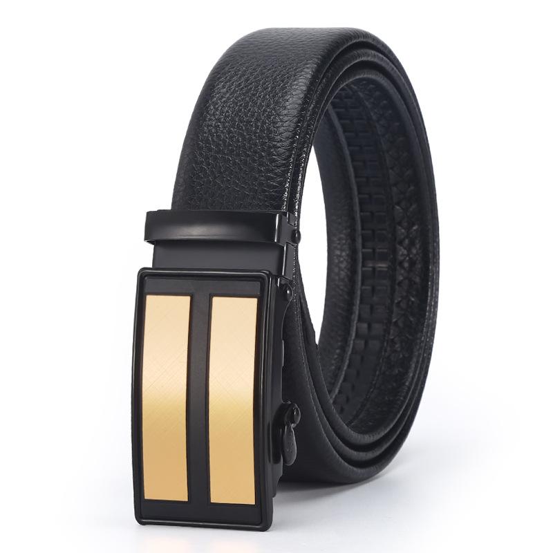 Belt Men'S Business Automatic Buckle Belt Scratch Resistant Lychee Pattern Belt Body Stall