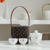 LISM Mutton-Fat Jade Ceramic Portable Travel Tea Set