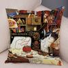 Oil Painting Color Cat Cushion Cover Pillowcase Home Decor Cartoon Animal Sofa Pillowcase Pillowcase Aesthetics