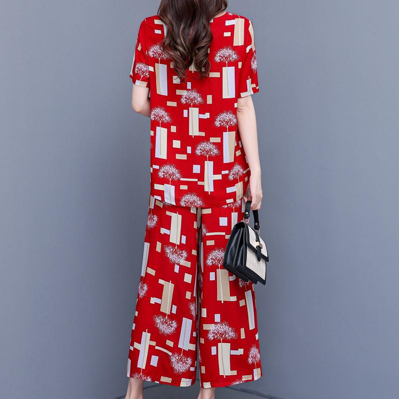 Summer Plus Size 2 Piece Sets Women Outfit Elegant  Loose High Waist Wide Leg Trouser Sets Female