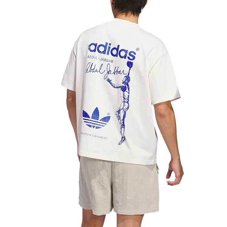 adidas Originals Kareem Skyhook Classic Retro Loose Comfortable Short Sleeve T-Shirt Unisex Tops Cloud-White JD5192