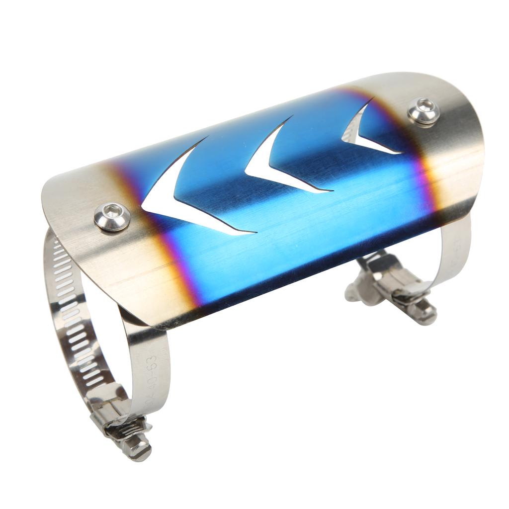 Exhaust Muffler Pipe Protector Stainless Steel Heat Shield Cover Universal for MotorcycleBluing