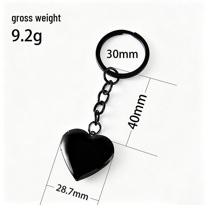 Stainless Steel Heart-Shaped Photo Frame Keychain with Smooth Mirror Finish