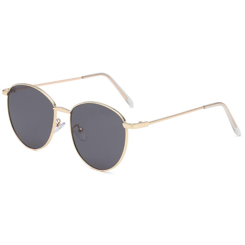 New round retro small frame sunglasses men's and women's tide metal marine sunglasses flat glasses S
