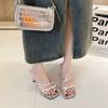New Summer Celebrity Square Head Open-toed Large Size Half Slippers Women's Stiletto Sandals One-word Drag
