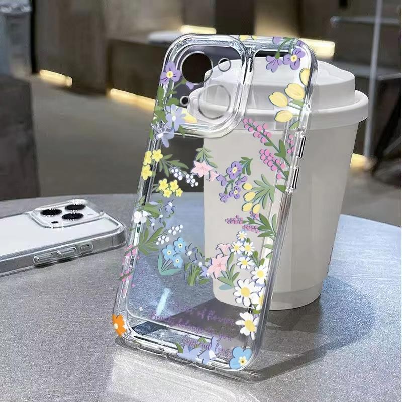 Coque de téléphone avec impression de fleurs pastel cristallines pour iPhone 17 17E 16 Pro Max 15 14 13 12 11 17 Air 16E Plus Housse légère et fine