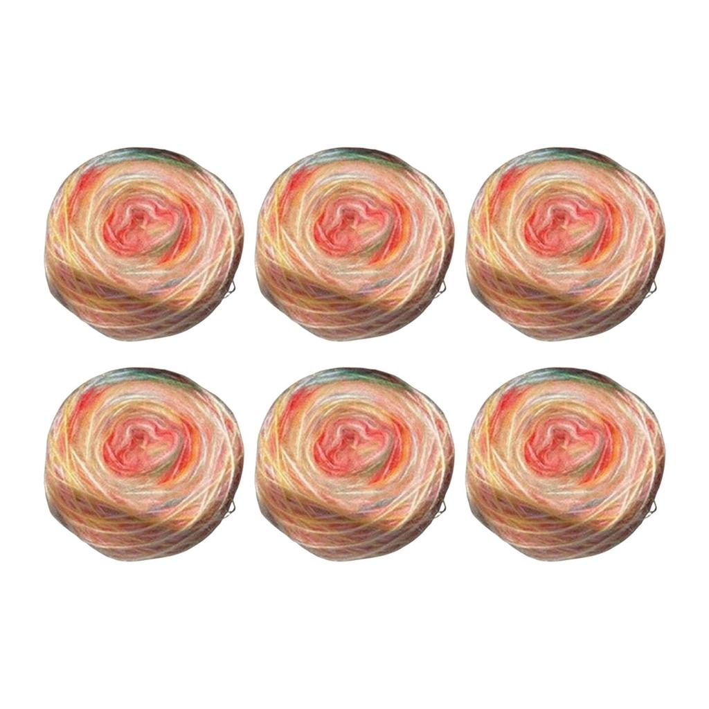6 Gradient Color Yarn DIY Crochet Starter Kit Hand Knitting DIY Material Handmade Project Tablecover Gifts Romantic