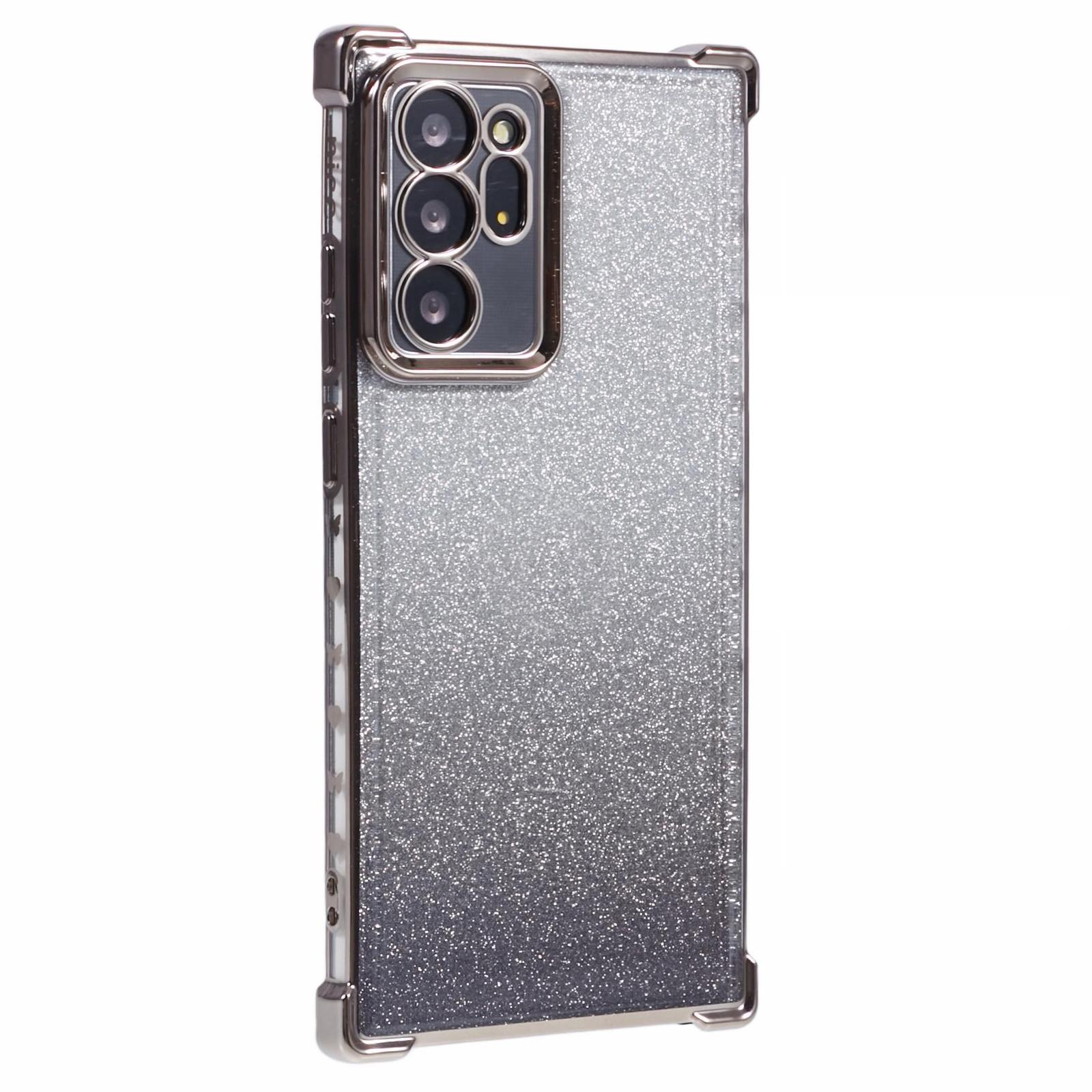 

For Samsung Galaxy Note20 Ultra/Note20 Ultra 5G Case TPU Gradient Glitter Phone Cover Love Heart Frame Grey
