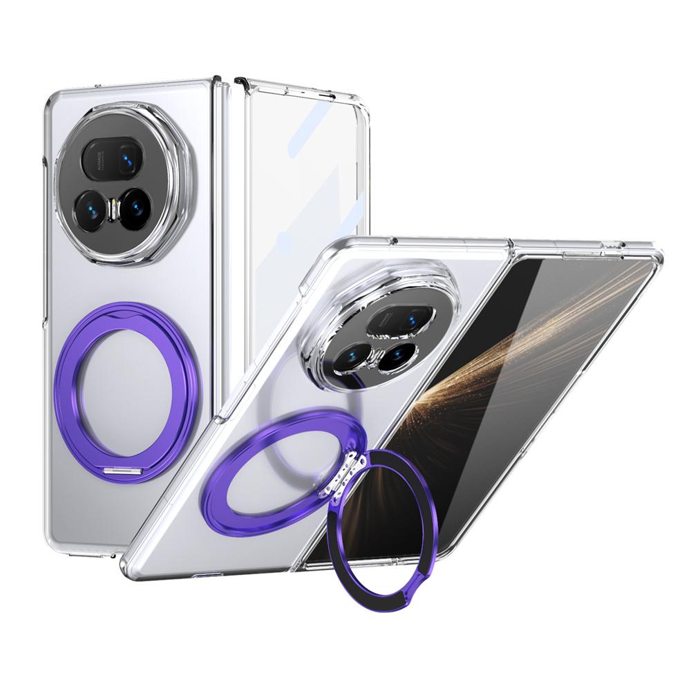 Transparent Bracket Phone Case For Honor Magic V5 MagSafe Magnetic PC Hard Shell Front Film Protective Back Cover