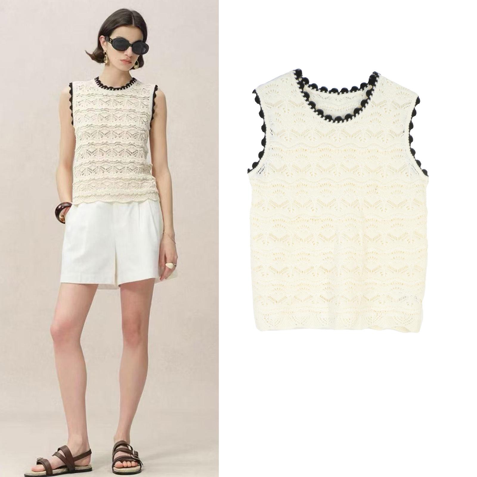 

Summer Striped Knit Sleeveless Pullover Vest L
