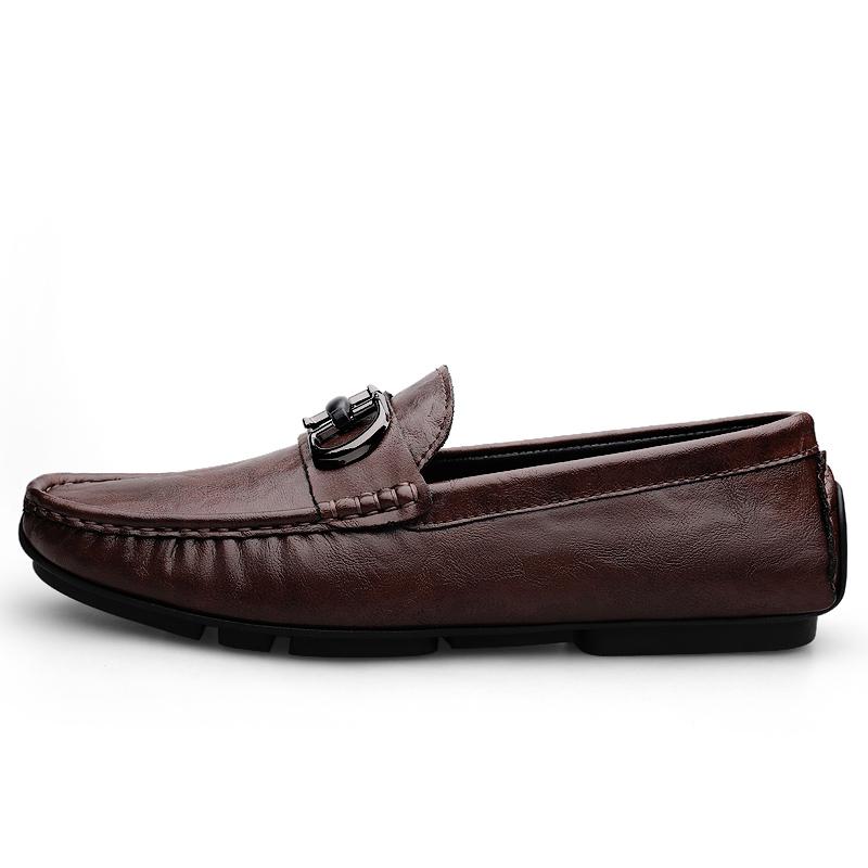 Fashion Fashionable Lightweight Genuine Leather Men's Formal Leather Shoes Handmade Soft Comfortable Non-slip Casual Men's Bean Shoes